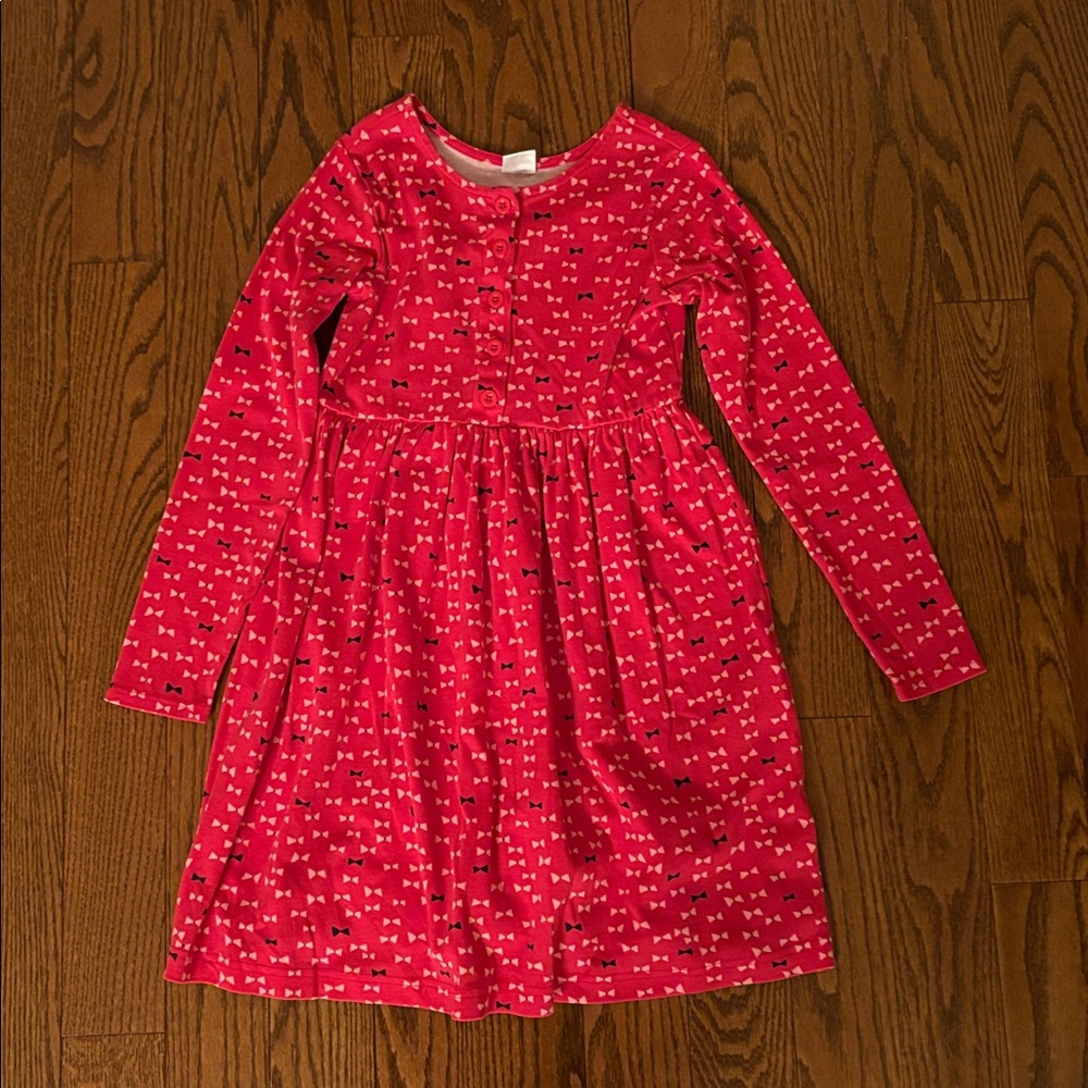 Hannah Anderson Bright Ref Kids Dress with Bow Pattern Perfect for the Holidays🎄